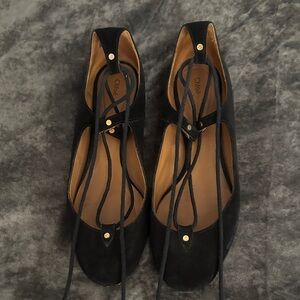 Chloe Black Lace-Up Flats size 11